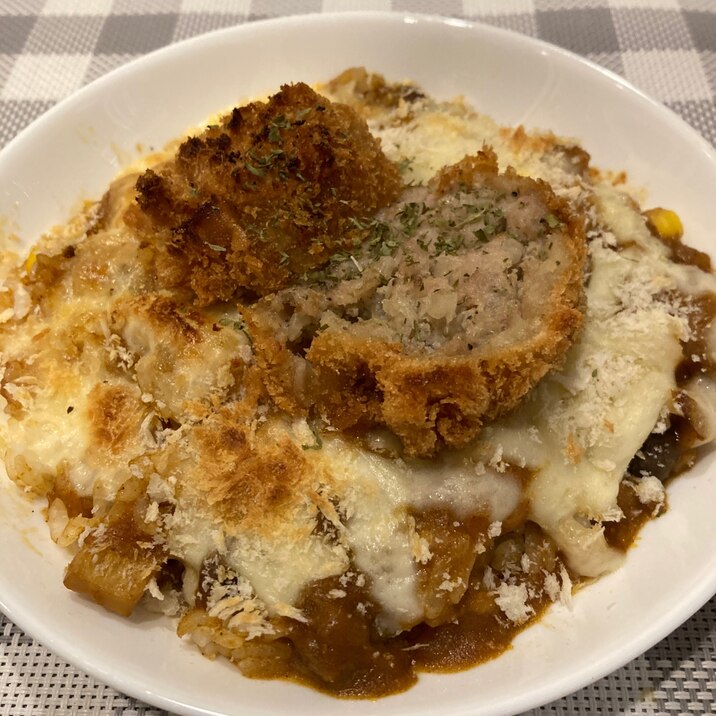 【赤ワインに合う】残ったカレーでメンチドリア♪